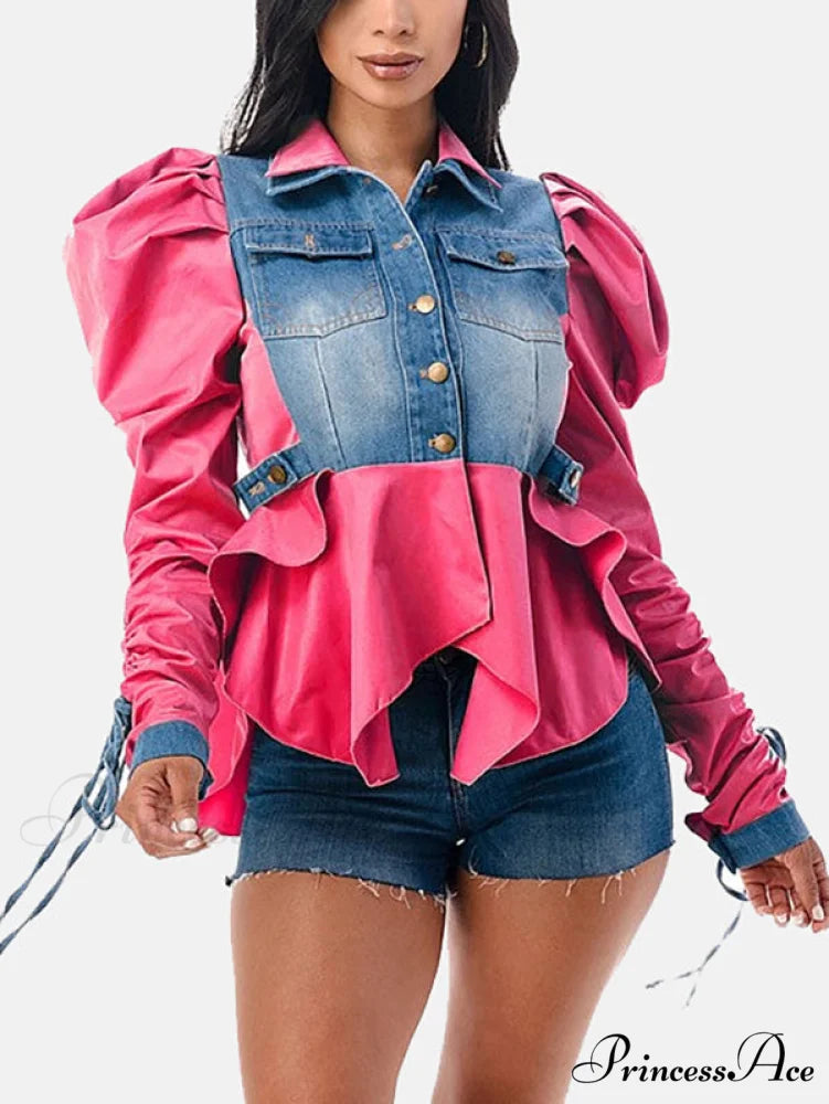 Denim Charming Patchwork Romper