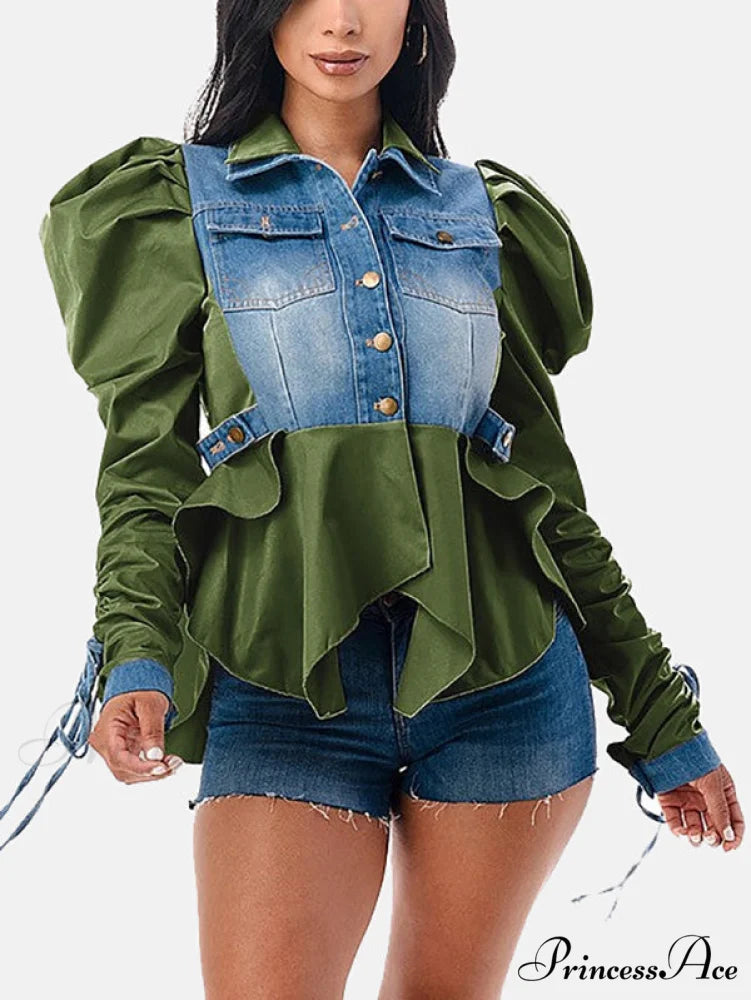 Denim Charming Patchwork Romper