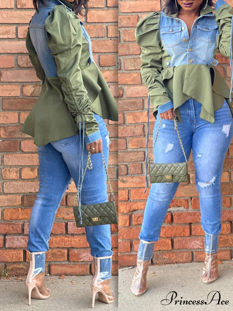 Denim Charming Patchwork Romper