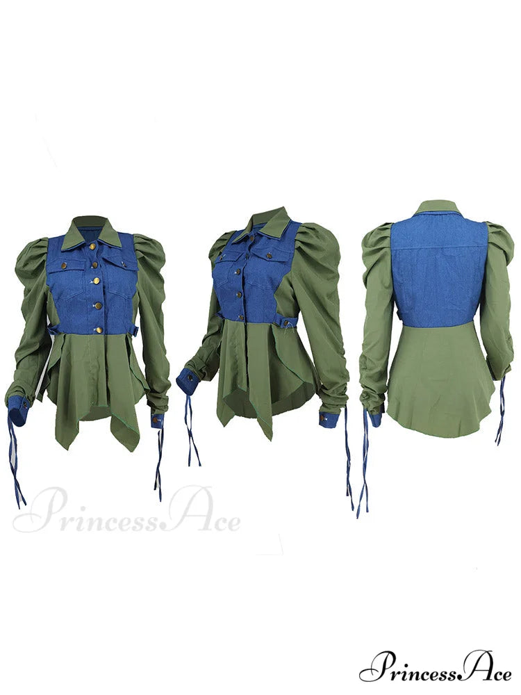 Denim Charming Patchwork Romper