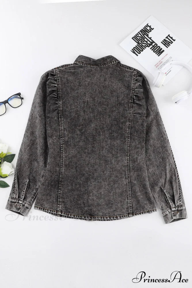 Denim - Jacket Puff Button-Up Arm Black