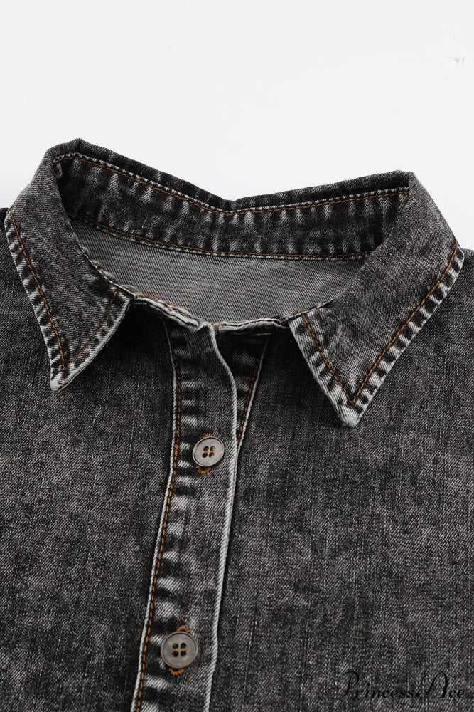 Denim - Jacket Puff Button-Up Arm Black