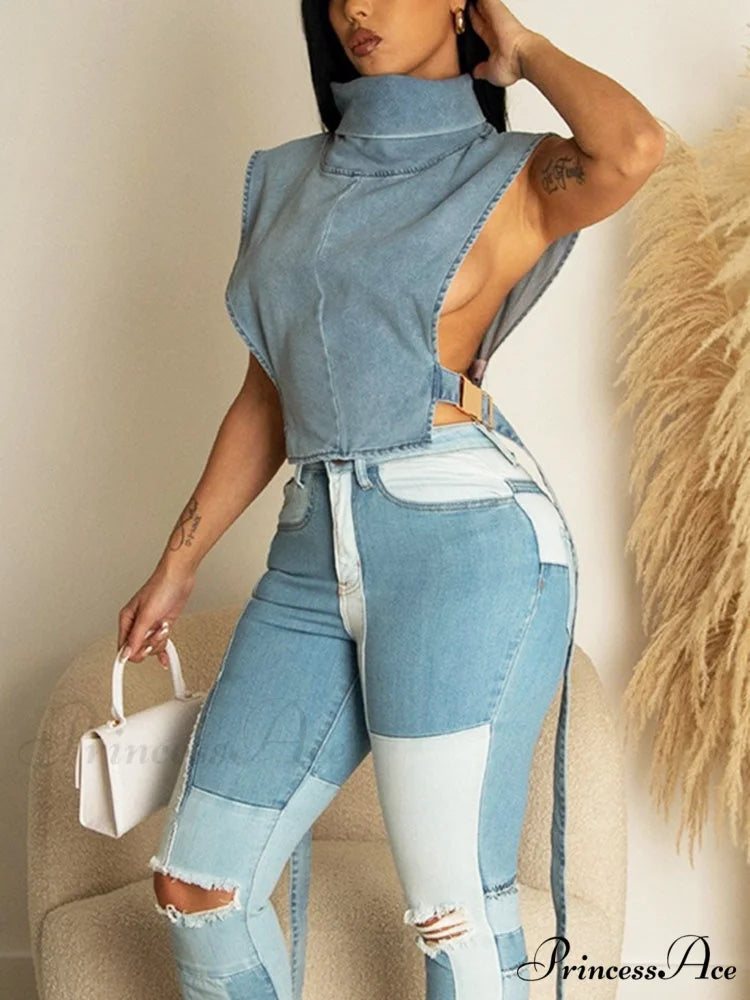 Denim Skate Graceful Mini Skirt