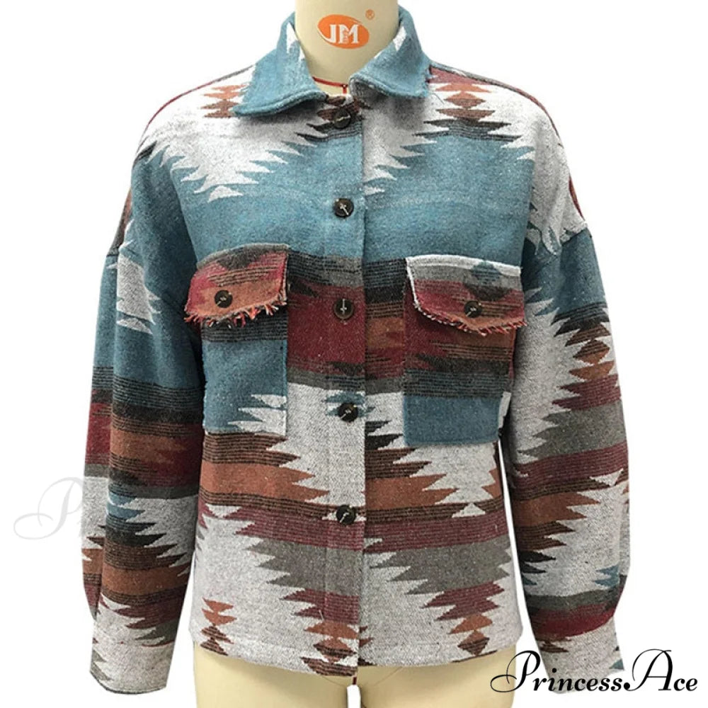 Denim Stitched Wool Coat