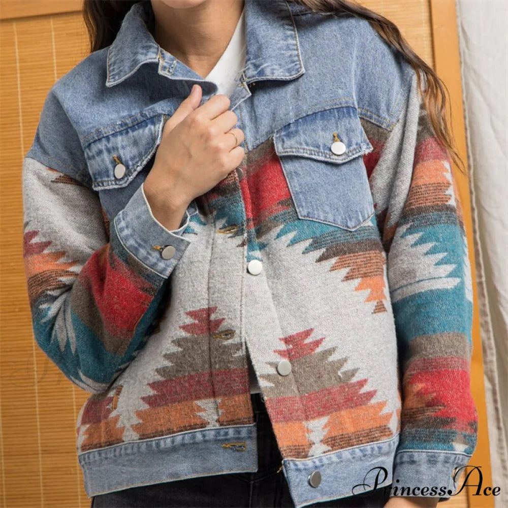 Denim Stitched Wool Coat blue / S