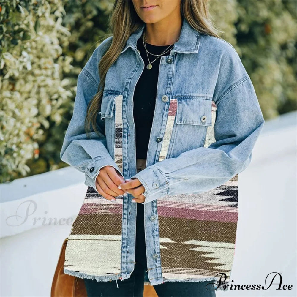 Denim Stitched Wool Coat leather pink 1 / S