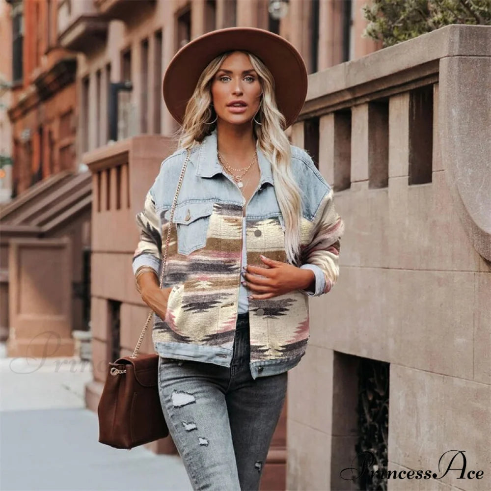 Denim Stitched Wool Coat leather pink / S