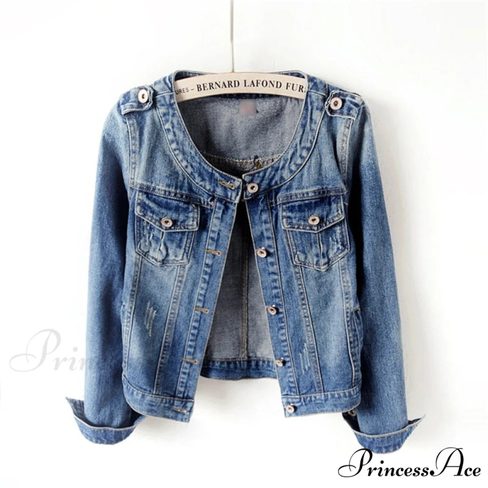 DenimLong Sleeve Casual Jacket blue / S