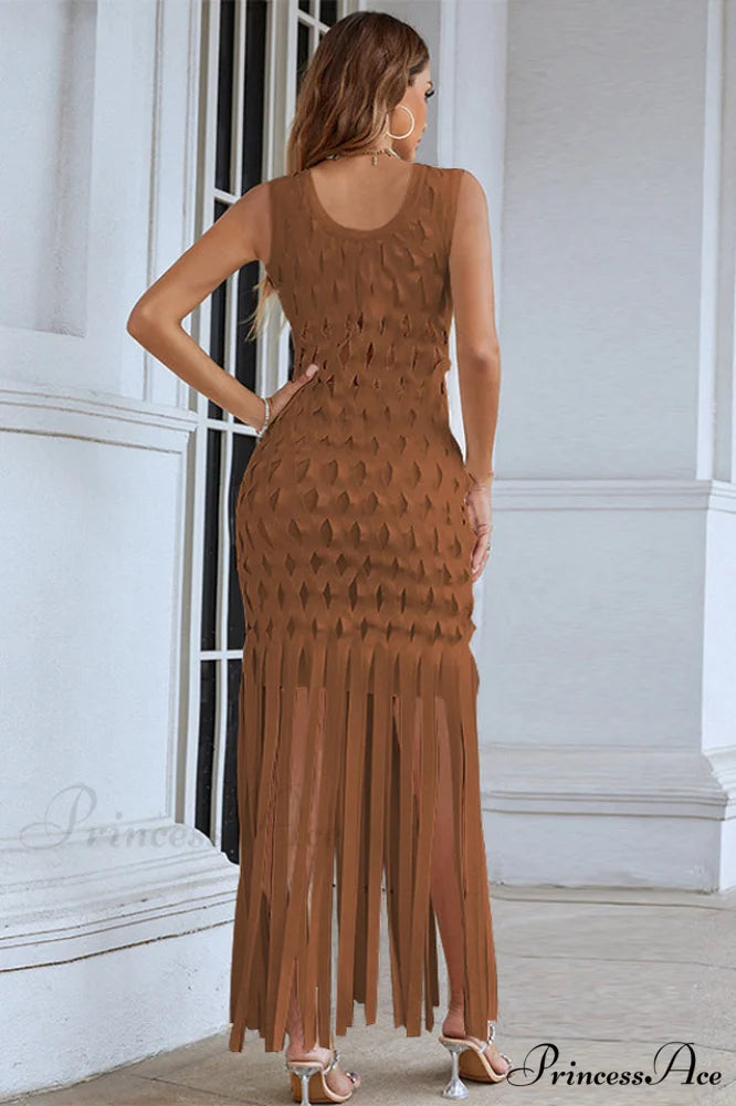 Denisa Sleeveless Stylish Tassel Dress