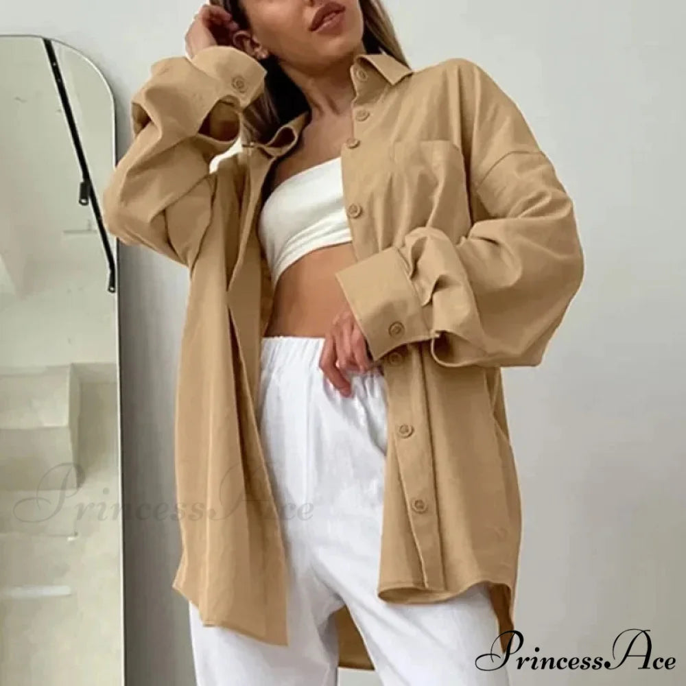 Dense Baggy Cotton Top Graceful Fall Top blouse-250126