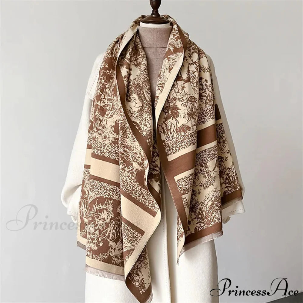 Dense Wool Blanket Winter Scarf coffee scarf-241228