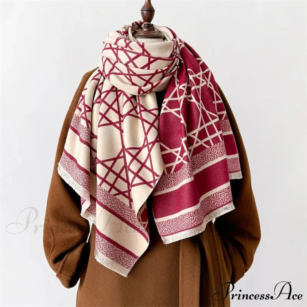 Dense Wool Pashmina Wrap Scarf red1 scarf-241228