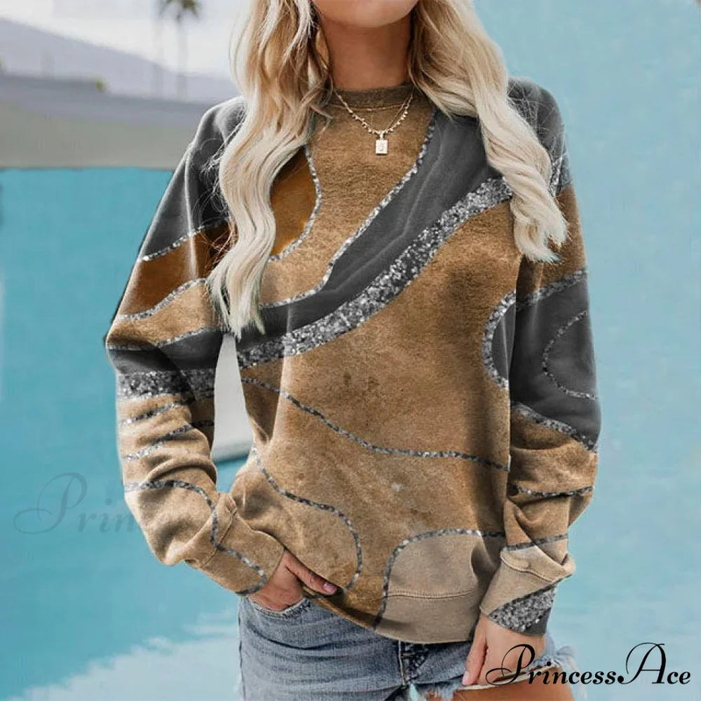 Design Abstract Sweatshirt Brown / S