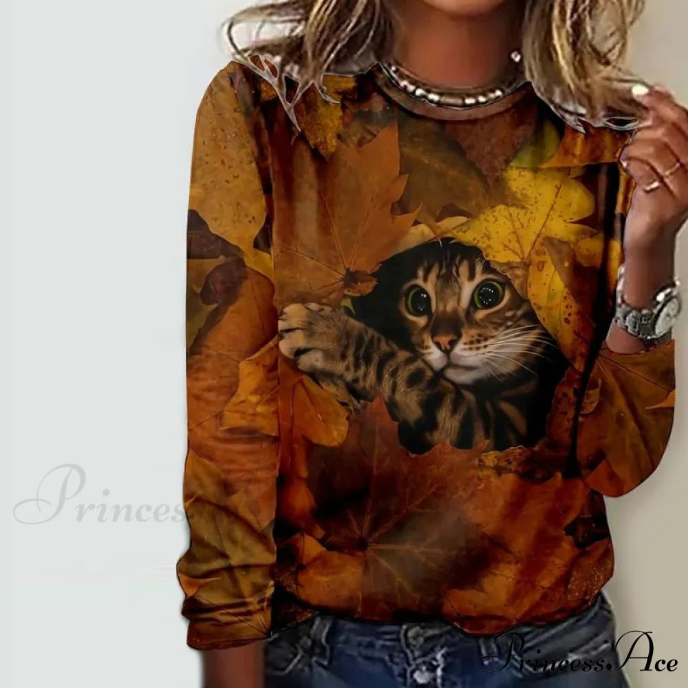 Design Cat T-Shirt Brown / S