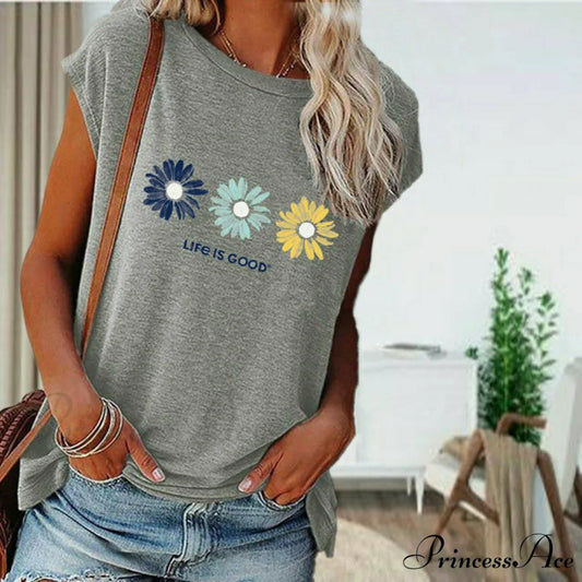 Design Daisy Casual T-Shirt Gray / S