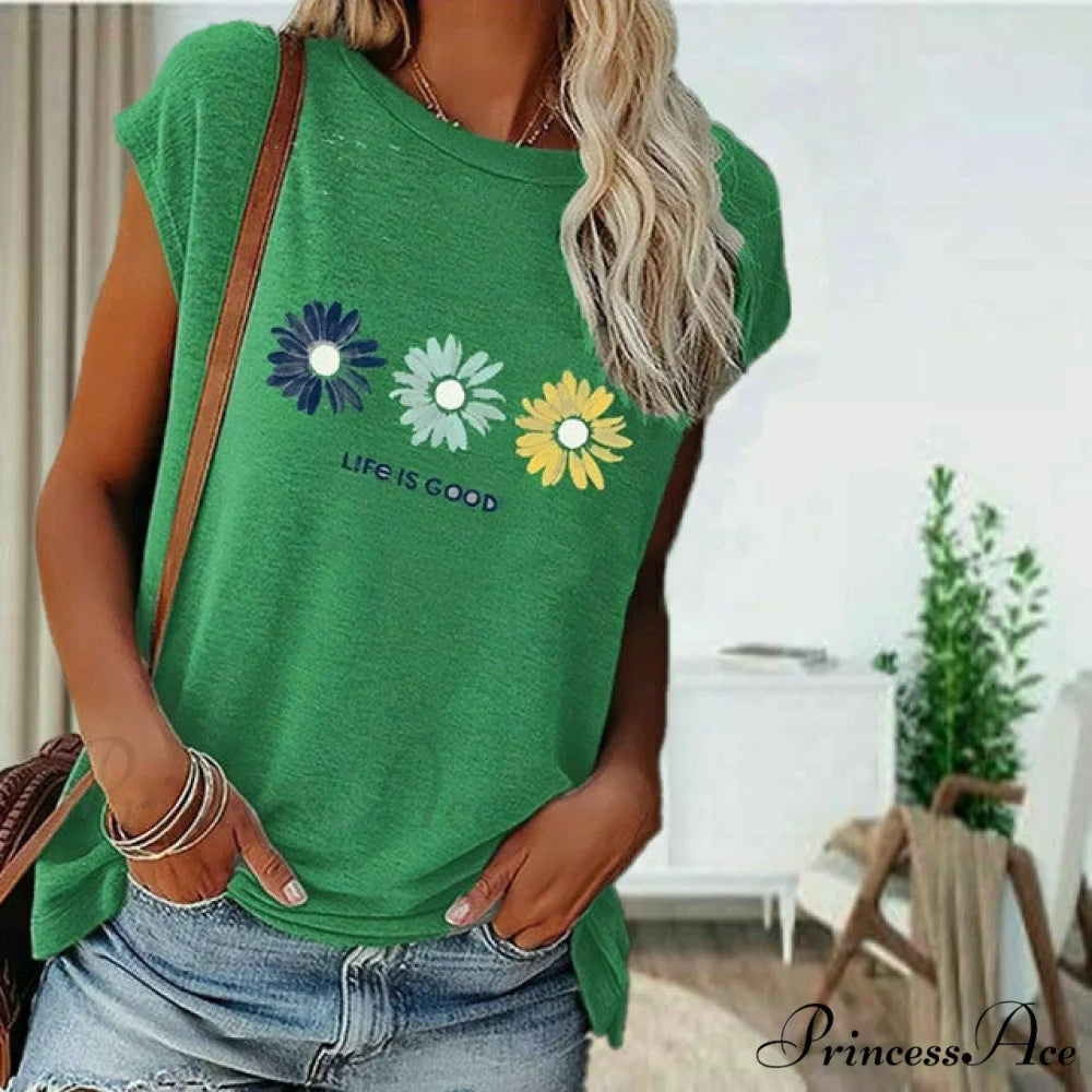 Design Daisy Casual T-Shirt Green / S