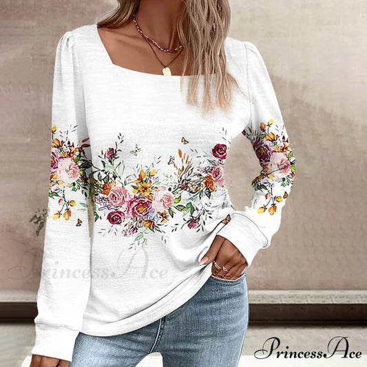 Design Flowered Blouse White / S