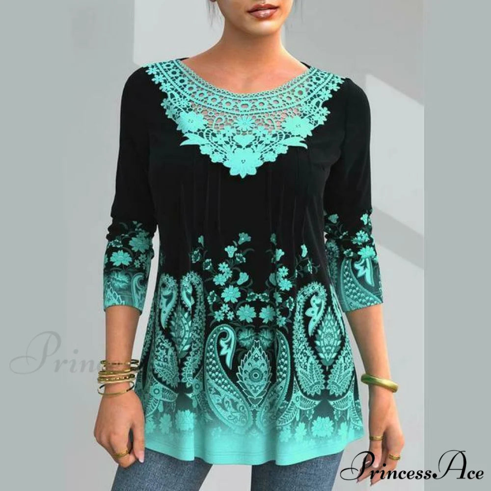 Design Flowered Shirt Green / S
