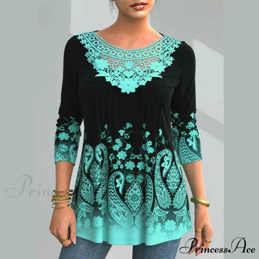 Design Flowered Shirt Green / S