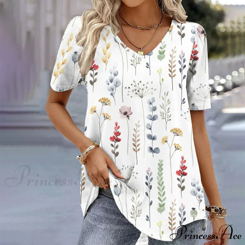 Design Flowered T-Shirt White / S