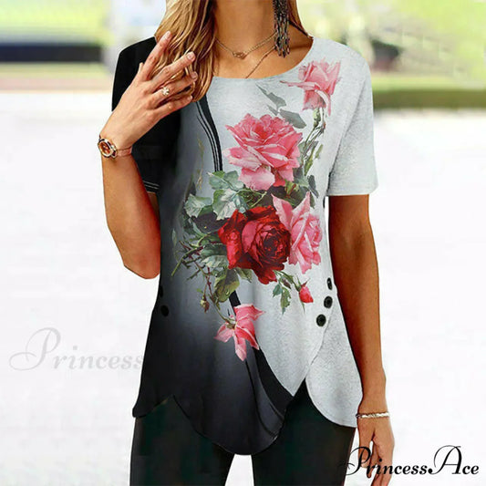 Design Gradient Rose Blouse Black / S