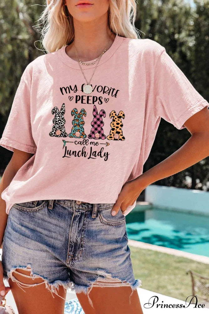 Design Graphic Rabbit T-shirt Pink / S