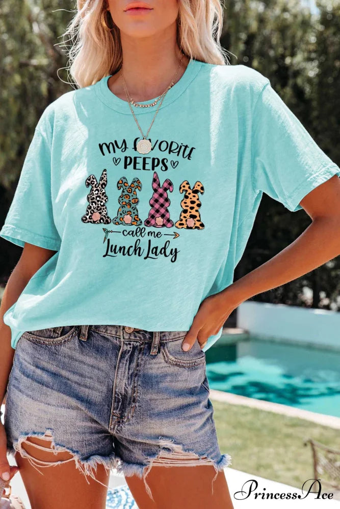 Design Graphic Rabbit T-shirt Water Blue / S