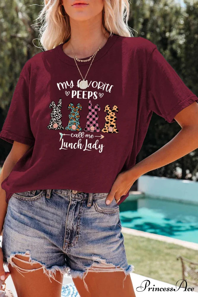 Design Graphic Rabbit T-shirt Wine Red / S