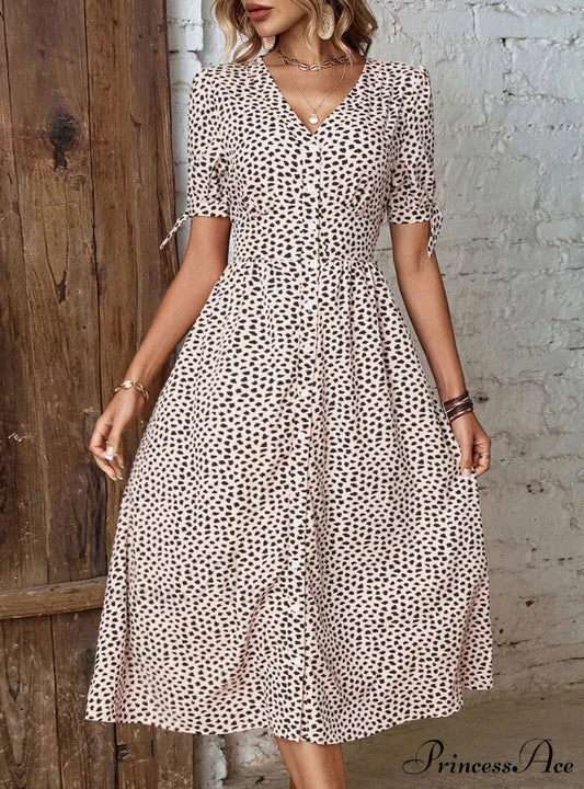 Design Leopard V-Neck Dress