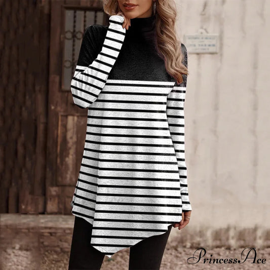 Design Long with High Bohemian Sweater T-shirt Turtleneck Collar Suit 5 / S