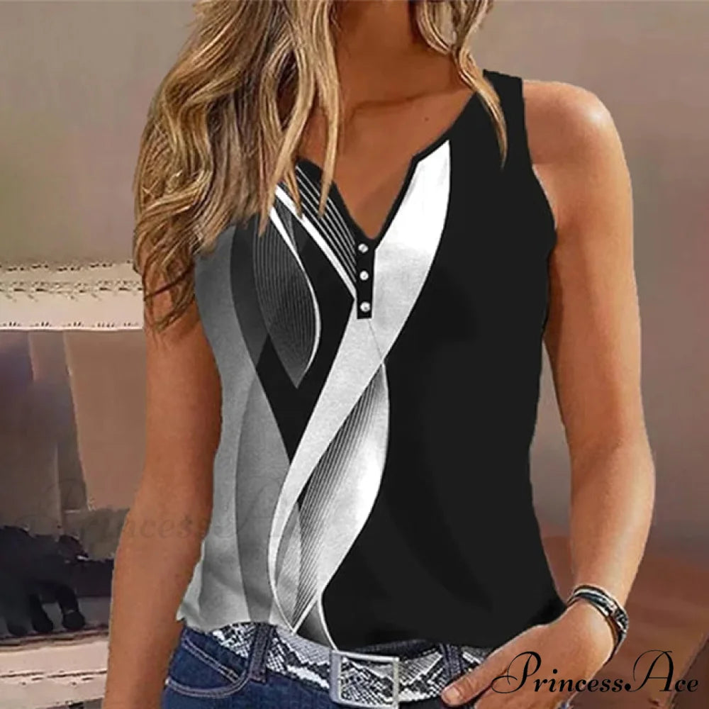Design Tank Abstract Top Black / S