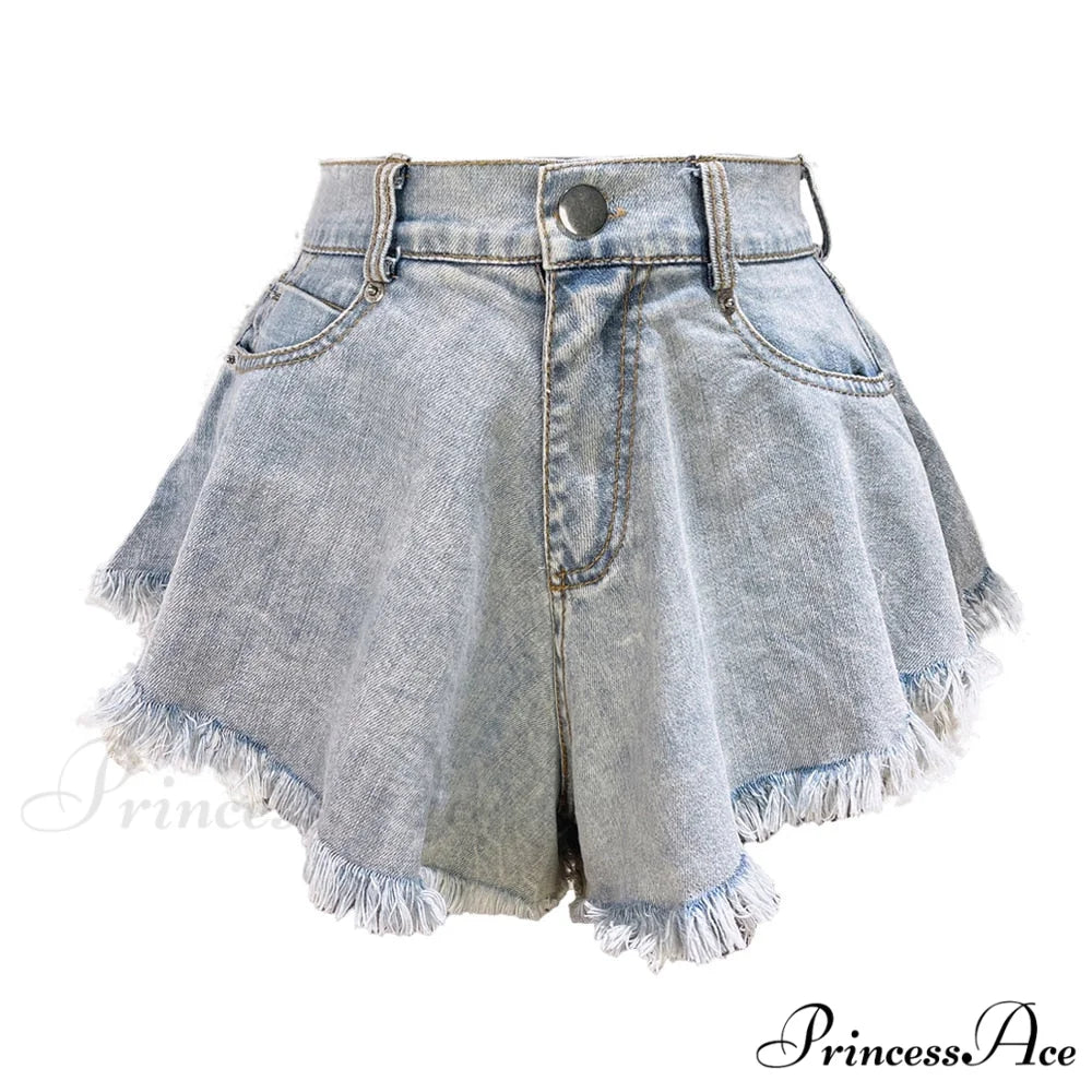 Detail and Tassel Shorts with Holes Sizes Women’s Denim High - Waist S-XXL 6010 / S