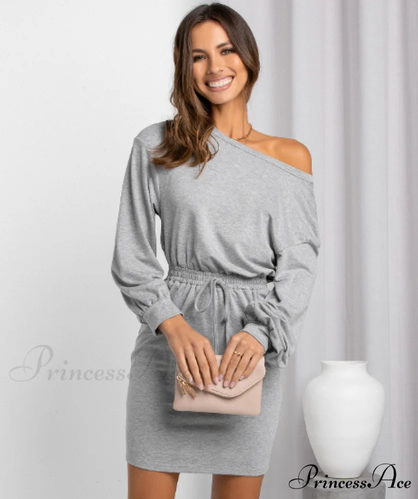 Diagonal Shoulder Fashion Skirt with Round Neck (Set of 2) S / black