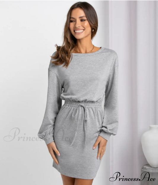 Diagonal Shoulder Fashion Skirt with Round Neck (Set of 2) S / flower gray