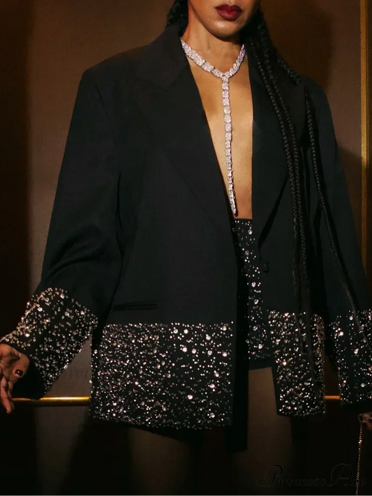 Diamond Blazer Two-Piece Suit Coat black coat / S