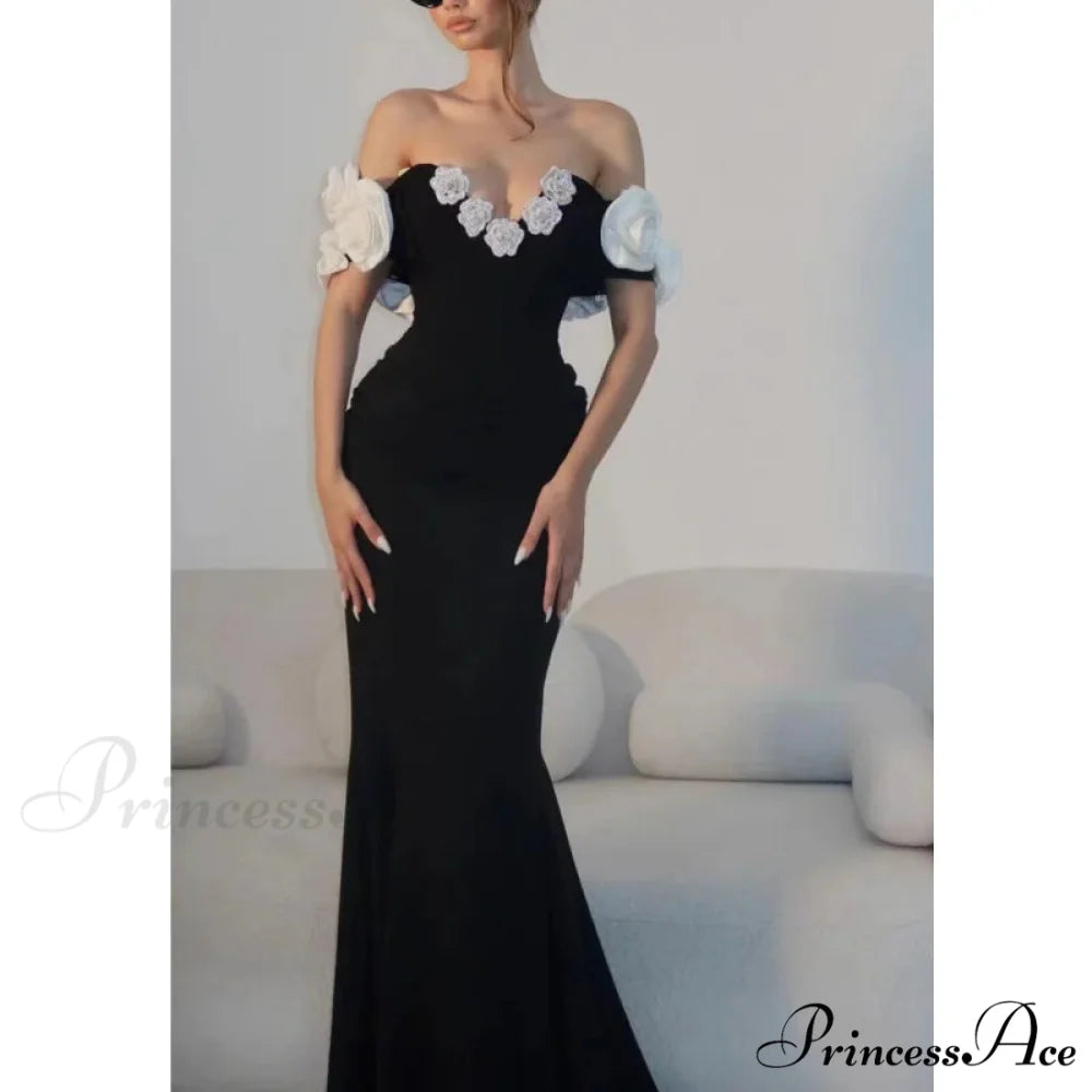 Diamond Flowers Off-The-Shoulder Party Dress