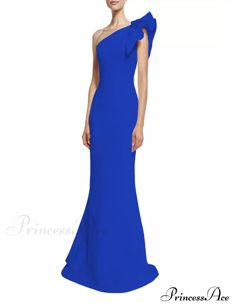 Diana Formal One Charming Shoulder Ruffle Dress blue / S