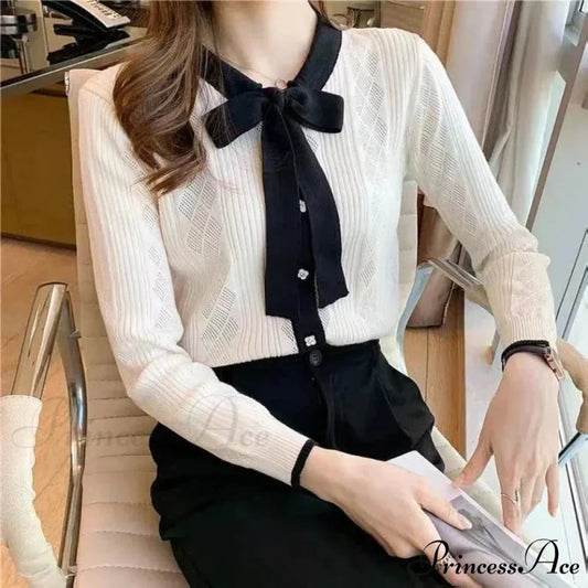 Different Color Button V-Neck Knit Cardigan cardigans-241228