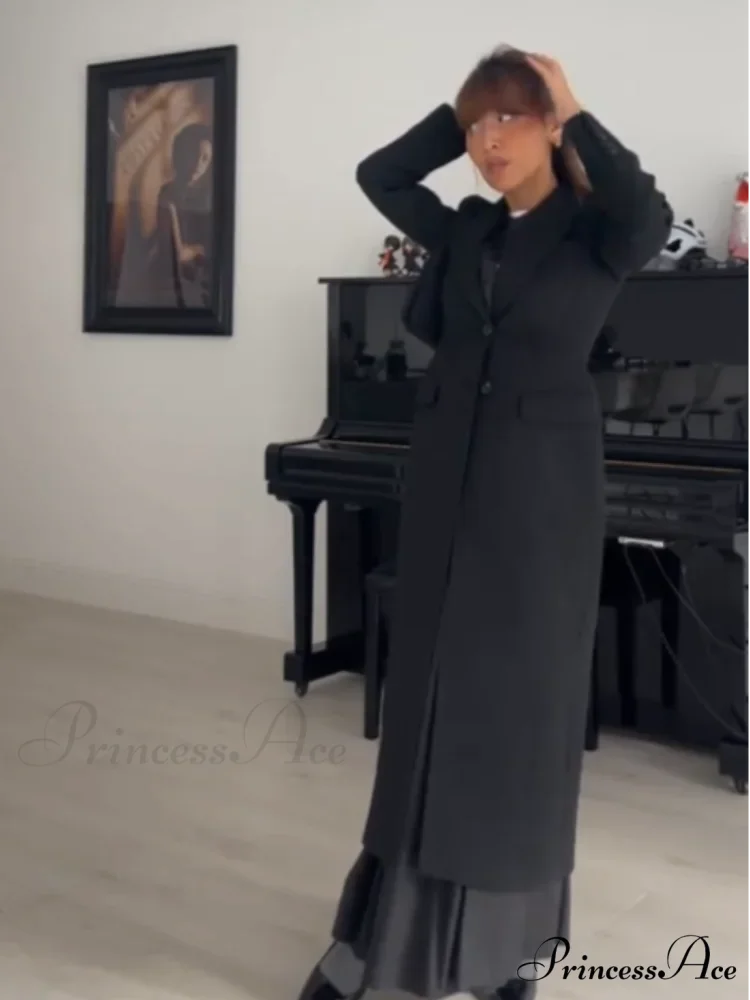 Different Color Single-Breasted Informal Overcoat overcoats-241228