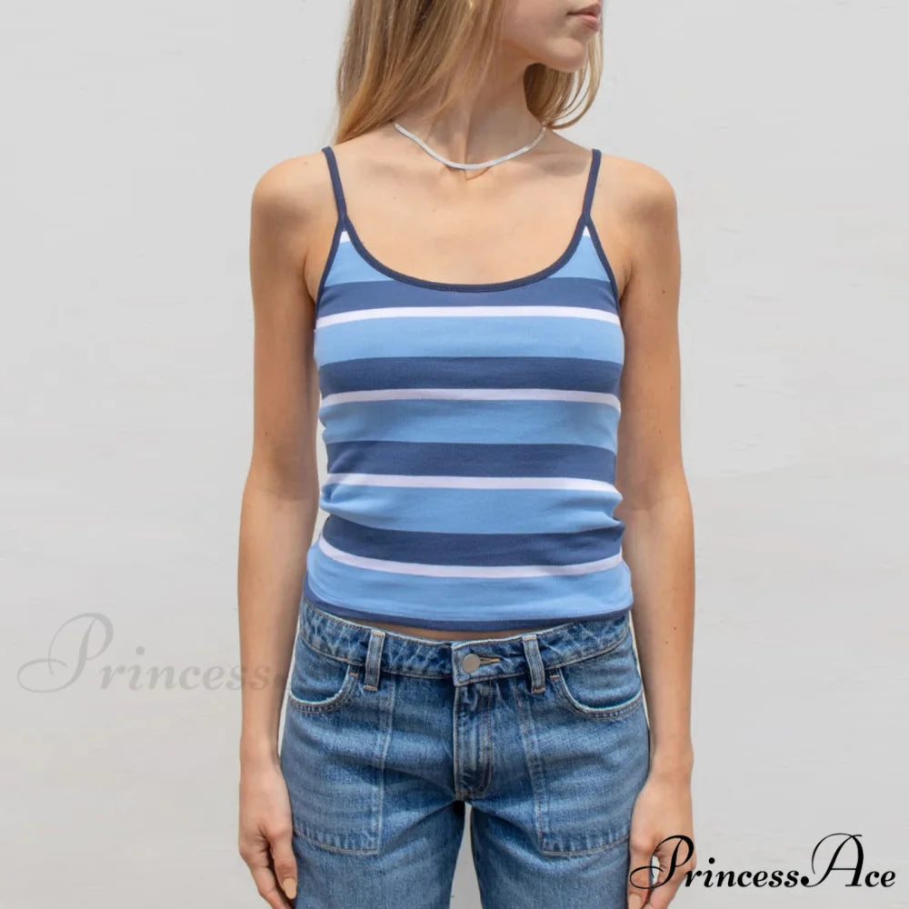 Differentiate Border Scoop Crop Top blue / S croptop-250223