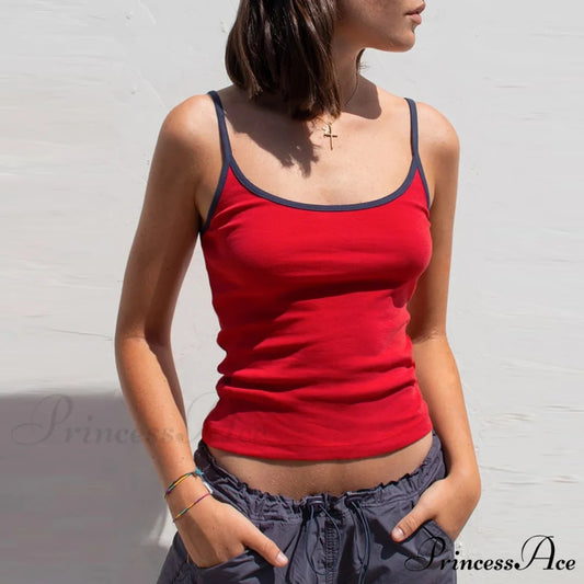 Differentiate Border Scoop Crop Top red / S croptop-250223