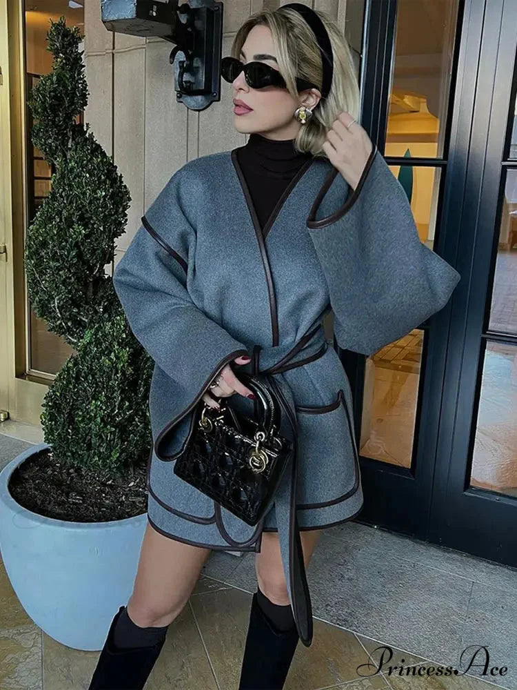 Differing Seam Woolen Coat coats-241228