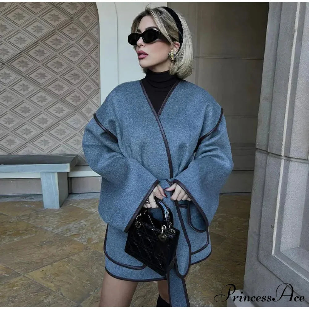 Differing Seam Woolen Coat coats-241228