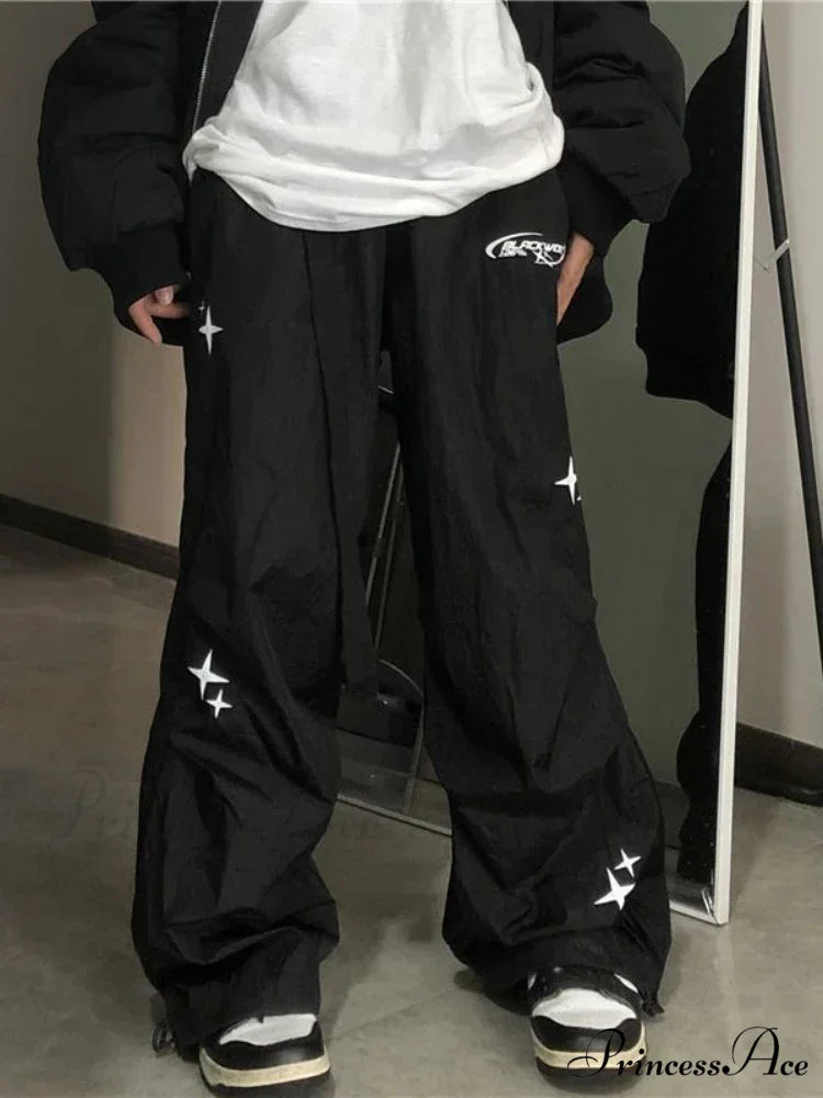 Digital Y2K Parachute Loose-Fitting Trousers pants-241228