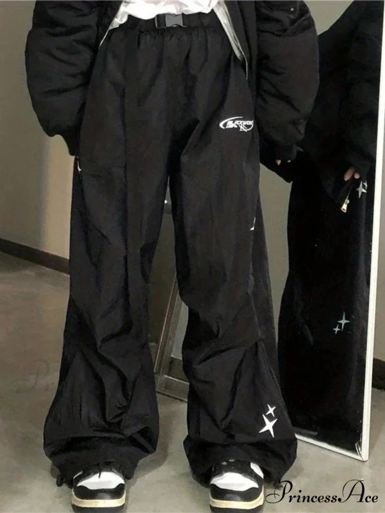 Digital Y2K Parachute Loose-Fitting Trousers pants-241228