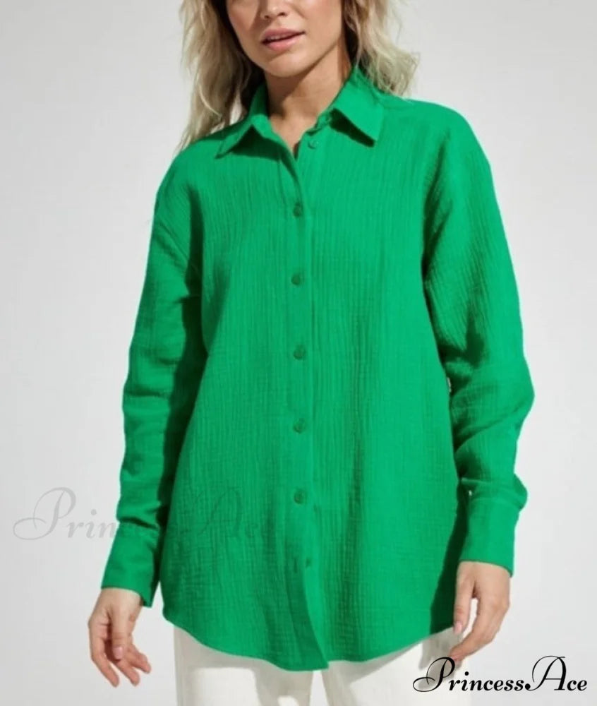DINORA Button-Up Shirt dark green / S