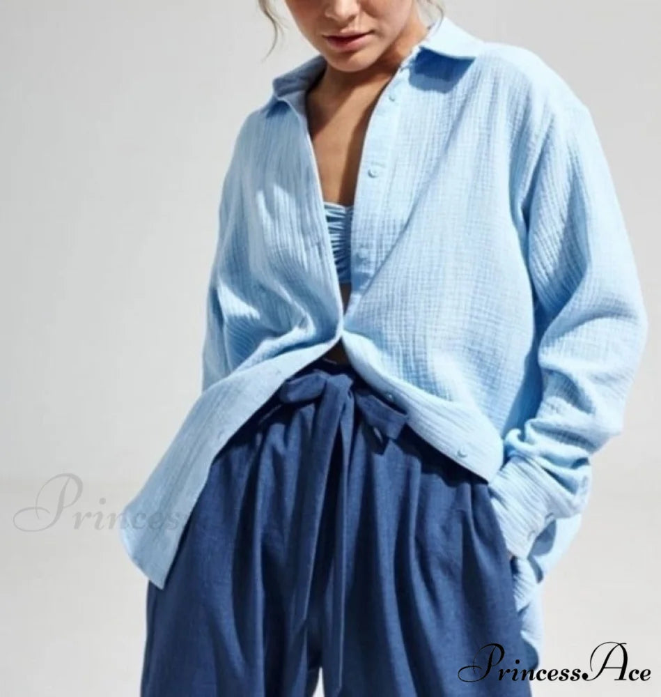 DINORA Button-Up Shirt light blue / S