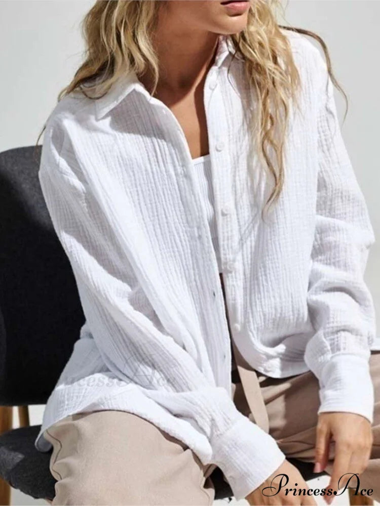 DINORA Button-Up Shirt white / S