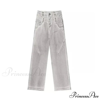 Dirty Wash Baggy Halloween Pants GRAY / S