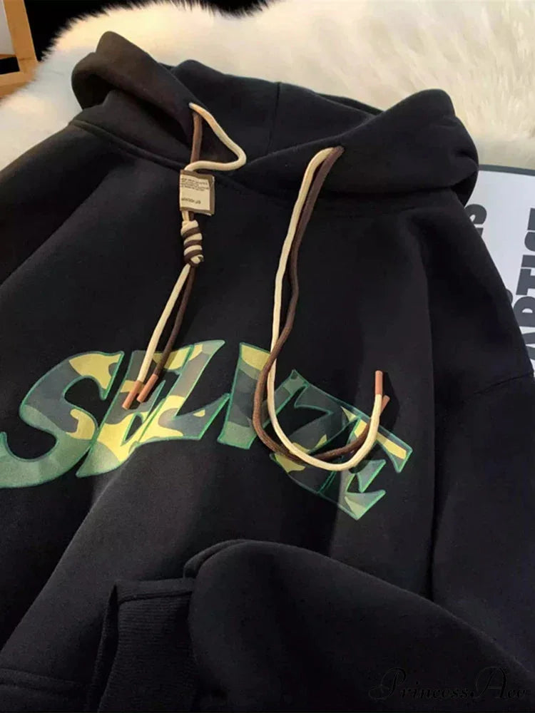 Disguise Correspondence Print Rebel Y2K Hoodie Black / M(40-45KG) hoodies-241228